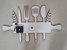 Load image into Gallery viewer, Mdf kitchen utensils clock.
