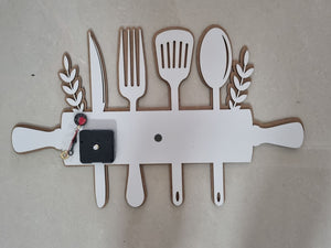 Mdf kitchen utensils clock.