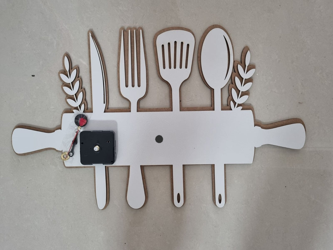 Mdf kitchen utensils clock.