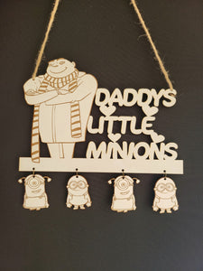 Pack of 5 -little minions blank wall hanger ( Daddies can be changed)