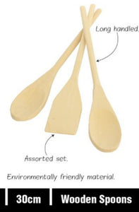 Pack of 3 wooden spoons