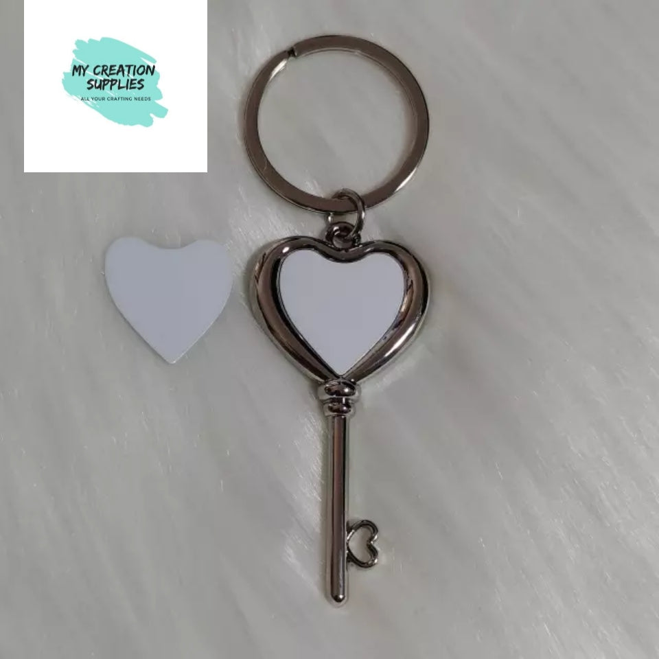 Heart double sided print key keyring